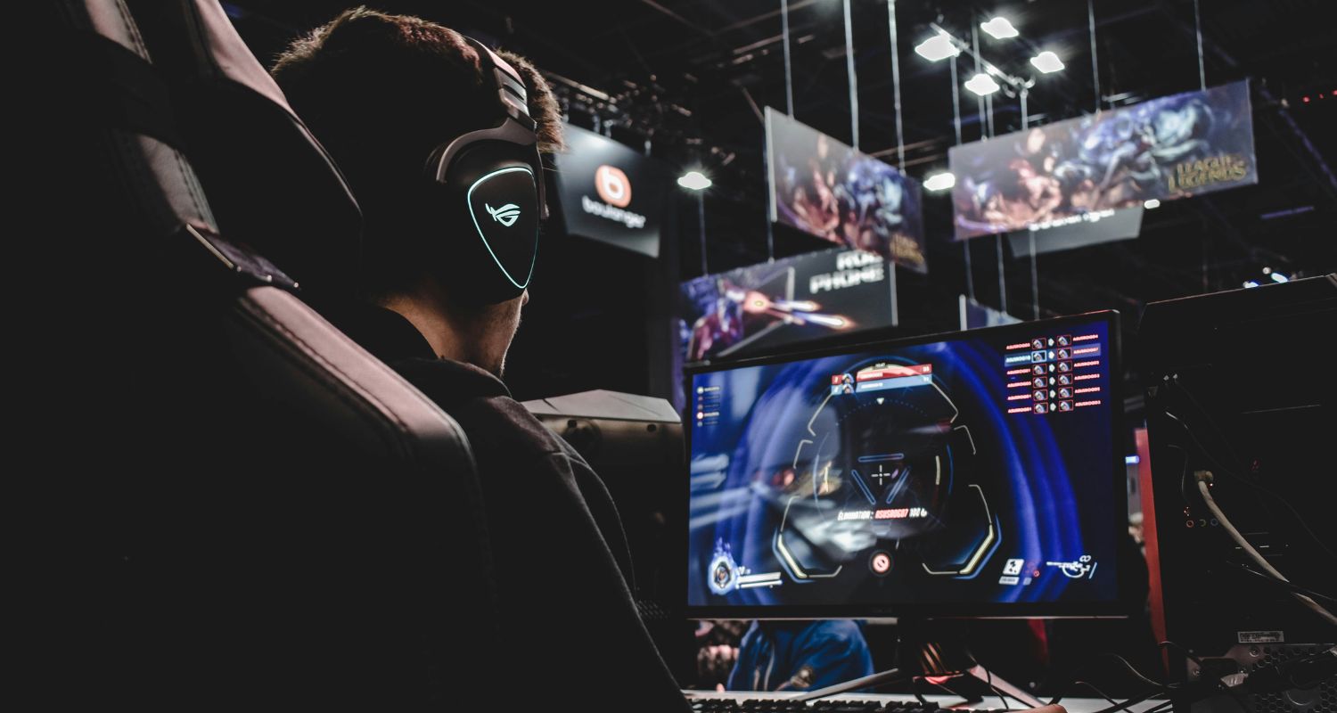 A person playing a PC video game